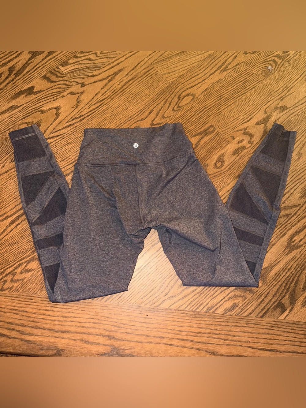 Lululemon dark gray leggings with mesh details size 6